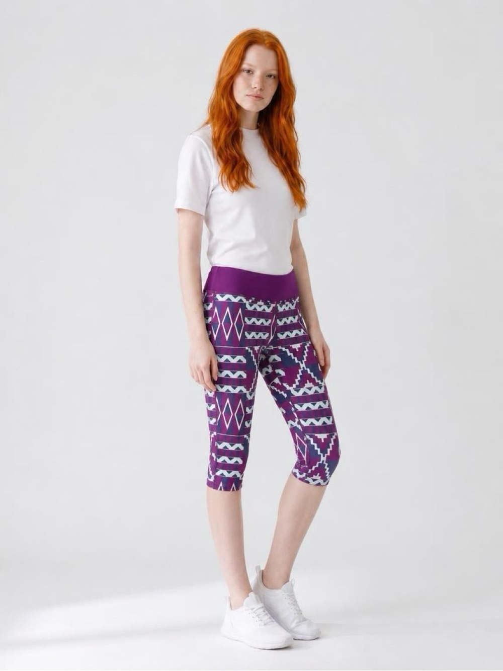 Roxy Purple Geometric Capri Leggings